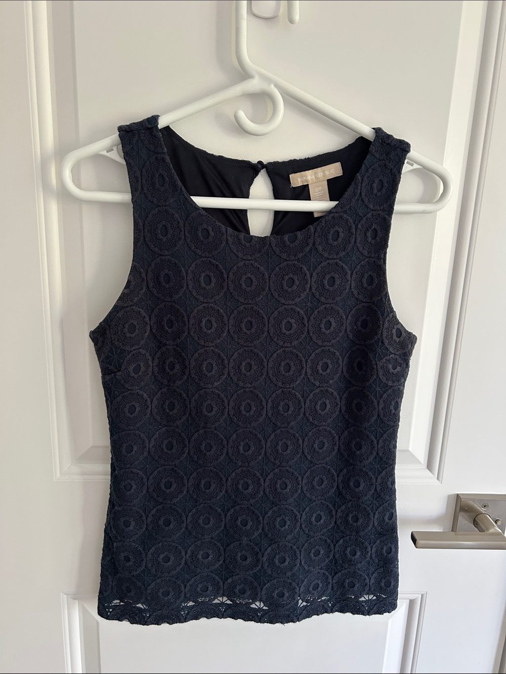 Banana Republic Navy Lace Sleeveless Shell